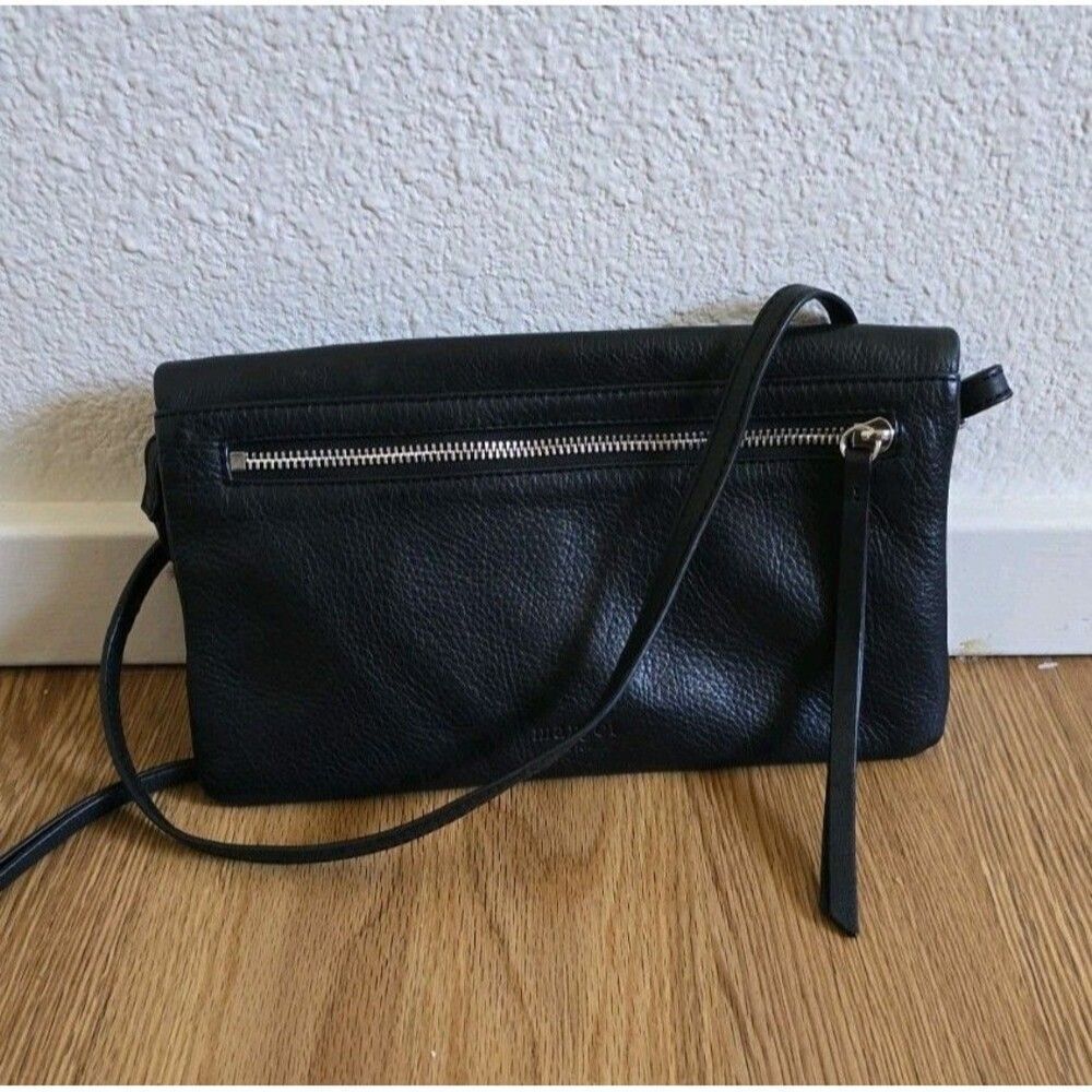 MARGOT Black Leather Crossbody Handbag Purse Shoulderbag Boho Hobo Chain